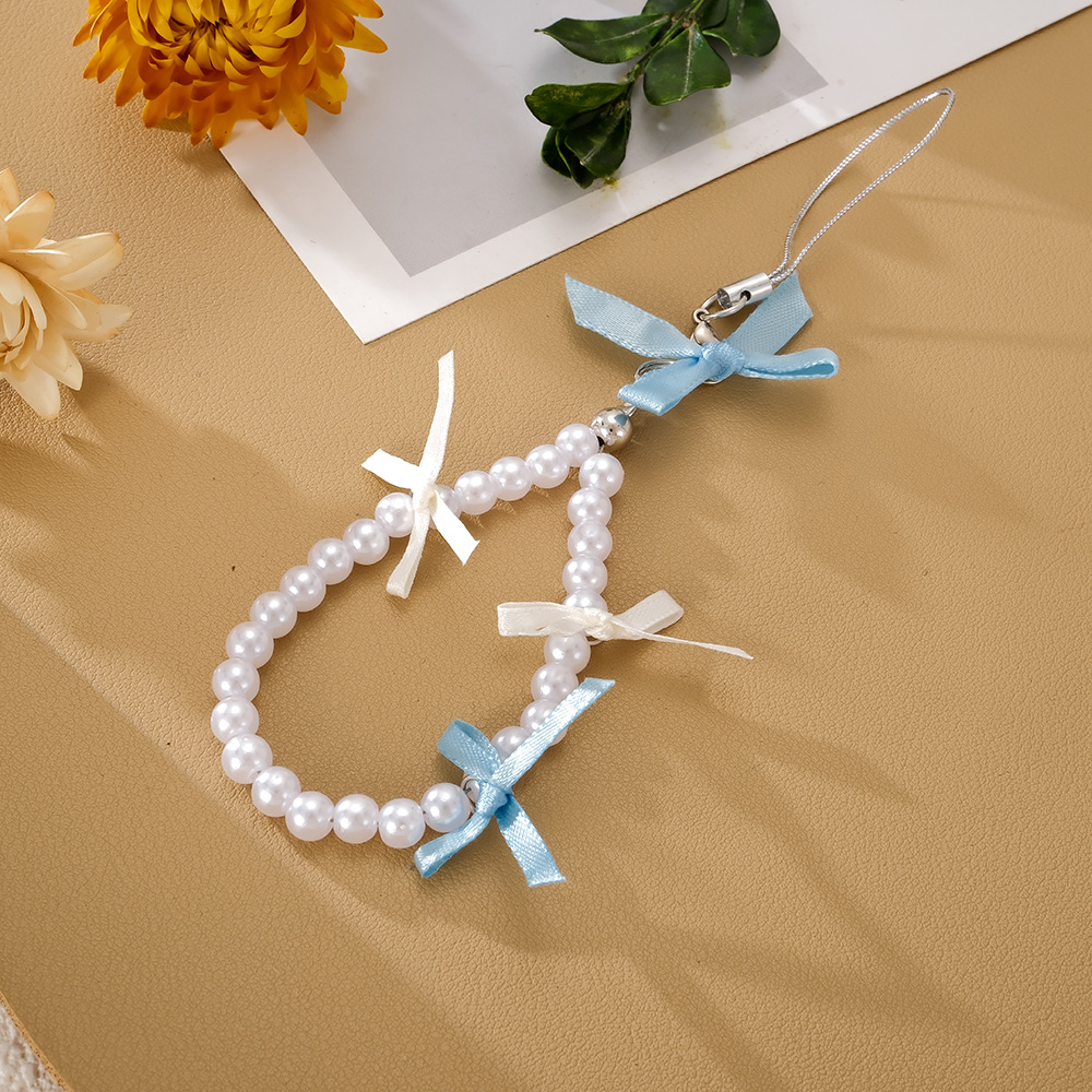 Blue White Ribbon Bow Pearl (K1545)