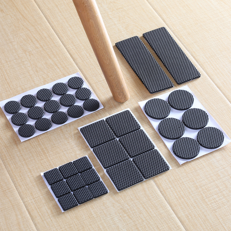 Anti-Slip Furniture Pads Self-Adhesive Rubber EVA Foam Table Chair Leg Protectors Thickened Wear-Resistant Floor Guards Multi-Functional Furniture Protection Mats For Home Office Black