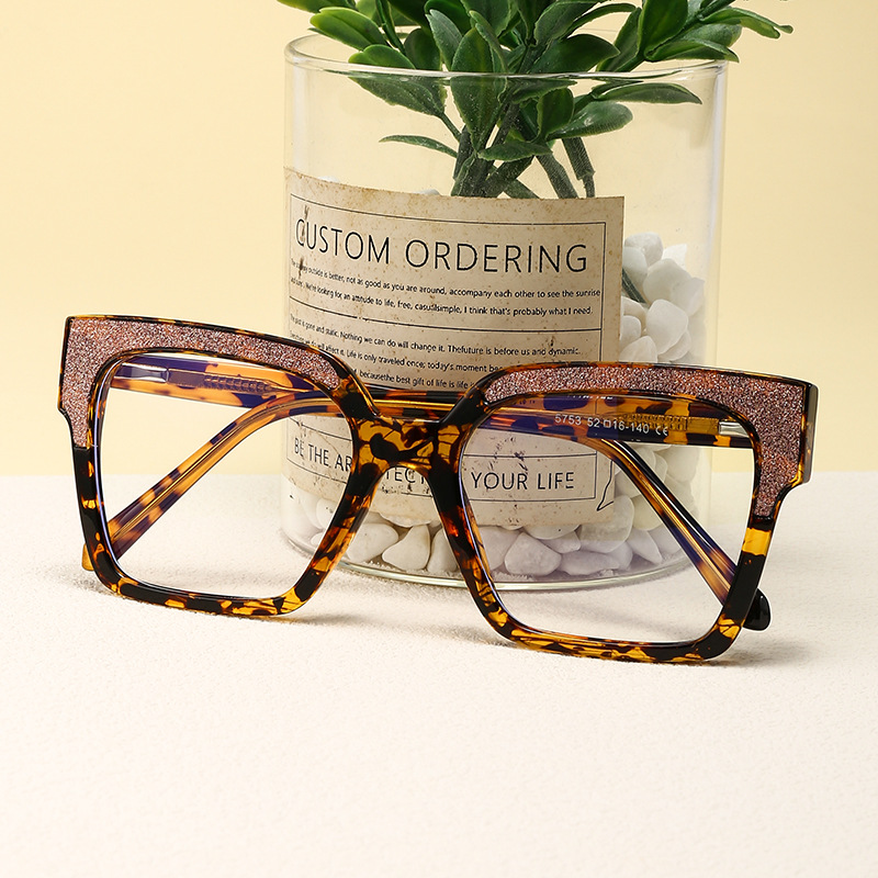 Wholesale Square Anti Blue Light Glasses With Glitter Frame For Women Men - Everful
