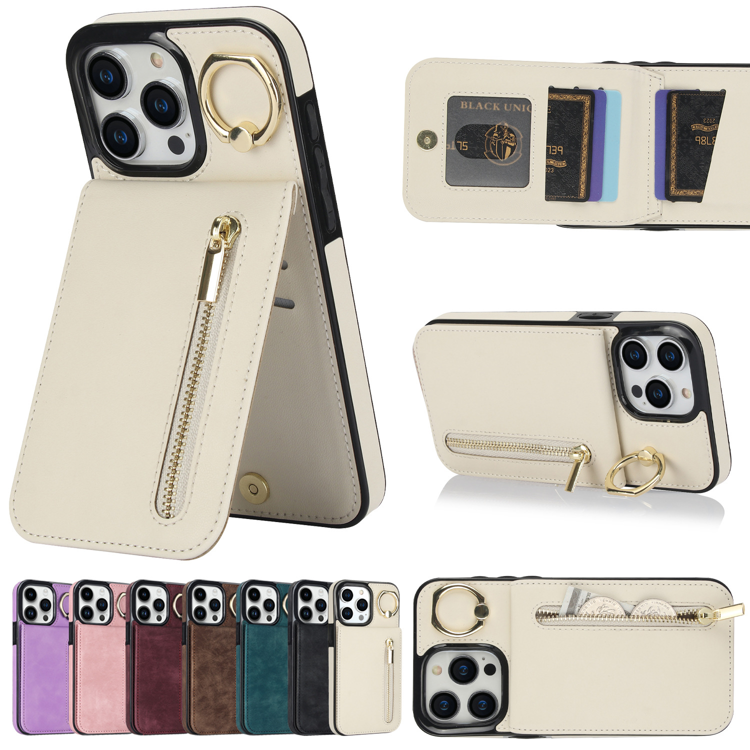 Business Vintage Style Solid Color Tpu Pu Leather Phone Cases