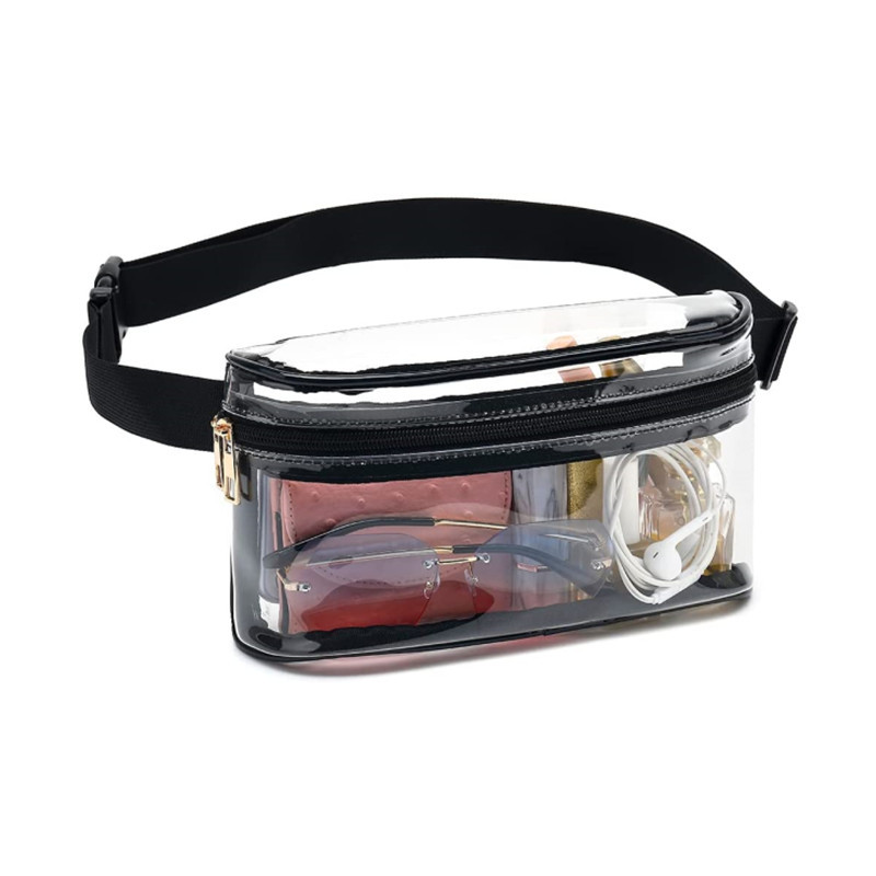 Stadium Approved Clear PVC Fanny Pack Waterproof Transparent Waist Bag With Adjustable Strap And Gold Zipper For Men Women Sports Travel Concert