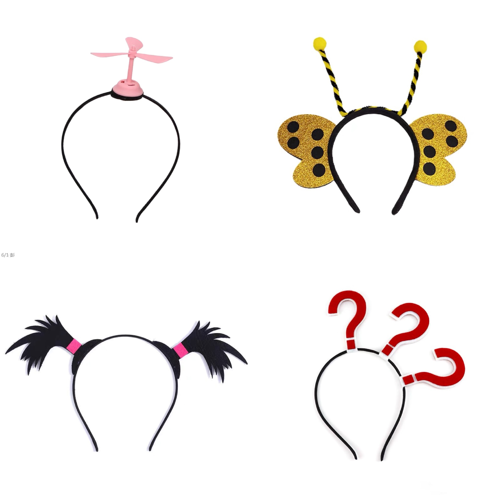Funny Personalized Cartoon Headband Creative Pigtail Question Mark WiFi Propeller Hair Hoop For Party Live Stream Cosplay Props Women Men Hair Accessories