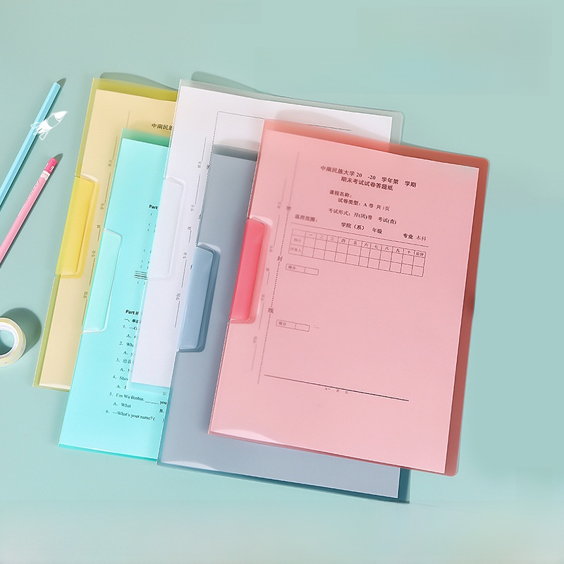 A4 Rotating Buckle Folder PP Transparent Frosted Document Organizer Swing Rod File Clip For Office School Students Report Data Storage