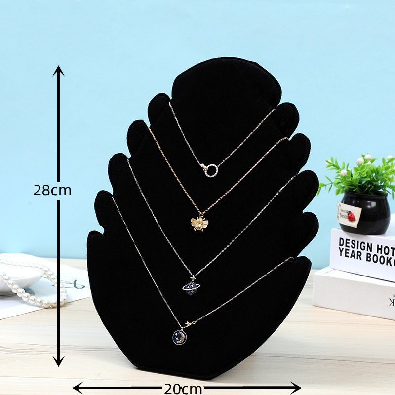 Leaf Shape Velvet Linen Necklace Display Stand Jewelry Organizer Holder For Retail Store Countertop Show Pendant Display Board