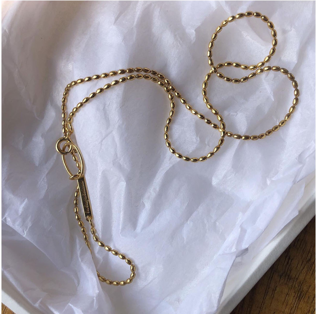 Minimalist S925 Sterling Silver Olive Bead Chain Necklace With Geometric Pendant 18K Gold Plated Personalized Brand Tag Necklace For Women Jewelry