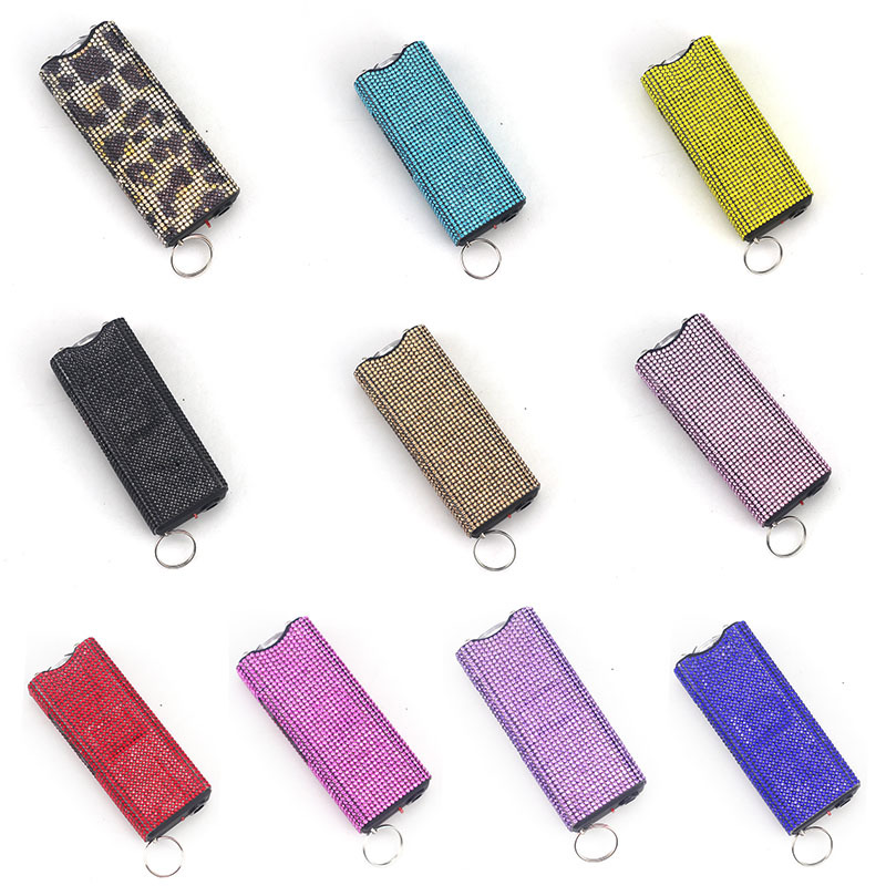Luxury Rhinestone Self Defense Keychain Rechargeable Flashlight Multi-functional Portable Personal Security Tool Rhinestone Covered Keyring Accessory For Women