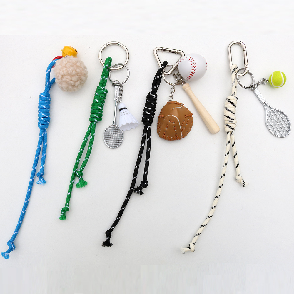 Adjustable Woven Nylon Rope Keychain Pendant Fashion Sports Theme Bag Charm For Backpack Phone Case Luggage Tag Accessories For Men Women