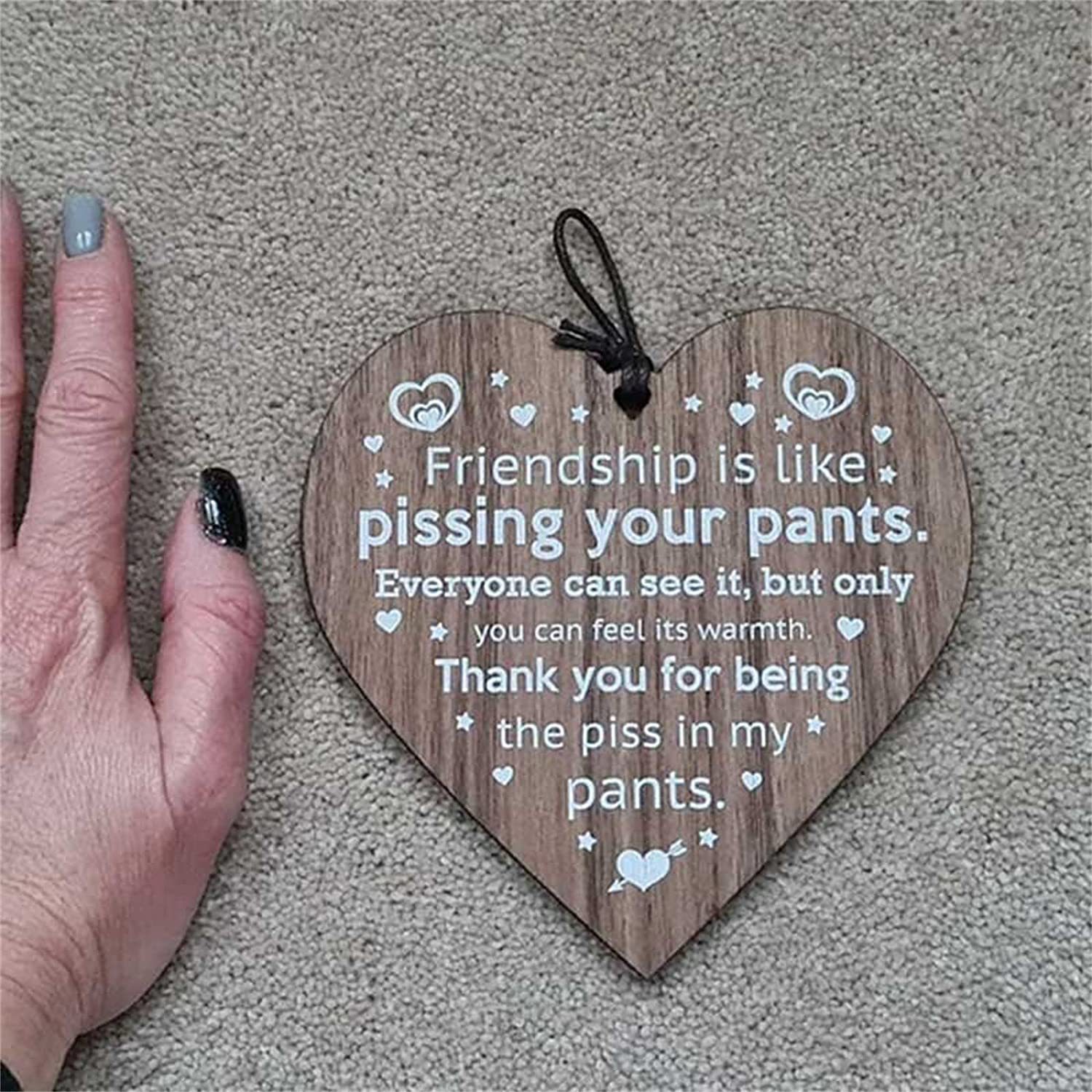 Humorous Heart Shaped Wooden Friendship Pendant Quote Hanging Christmas Tree Ornament For Home Car Office Decoration Funny Best Friend Gag Gift