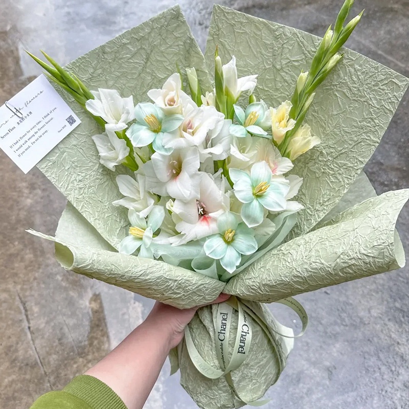 Handmade Stone Texture Floral Wrapping Paper Double Layer Wrinkled Pattern Decorative Paper for Flower Shop Bouquet Gift Packaging DIY Materials