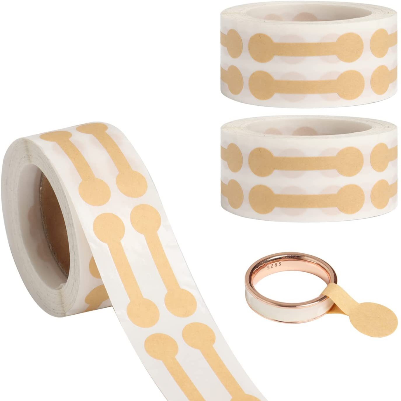 500Pcs Roll Self Adhesive Jewelry Price Tags Dumbbell Shape Kraft Paper Labels For Ring Necklace Eyeglasses Display Writable Marking Stickers
