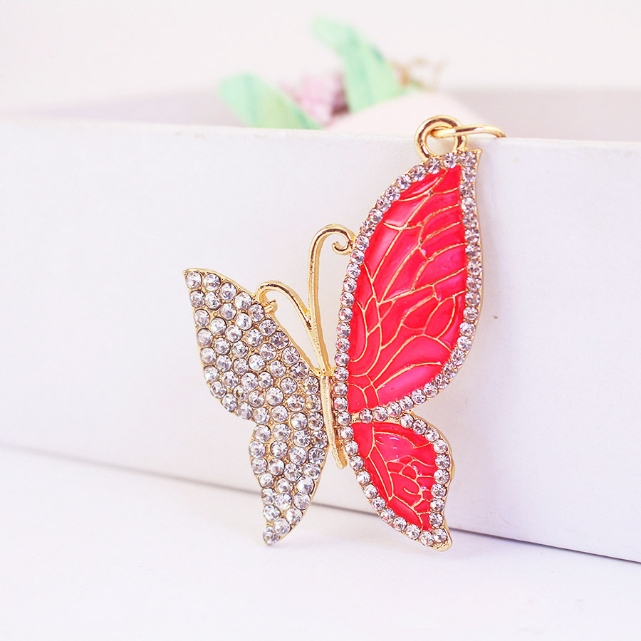 Cute Butterfly Keychain For Women Girls Colorful Enamel Rhinestone Alloy Metal Keyring Fashion Bag Charm Pendant Delicate Insects Daily Accessory Gift