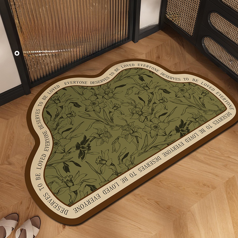 French Vintage Diatom Mud Bath Mat Super Absorbent Fast Drying Floor Rug Non-Slip Nappa Leather Door Mat For Bathroom Entryway Everyone Deserves To Be Loved Retro Home Decor