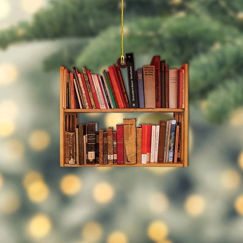 Creative Acrylic Christmas Tree Hanging Ornaments Funny Book Stack Football Memorial Butterfly Pendant For Christmas Tree Home Car Decor Holiday Festive Party Supplies