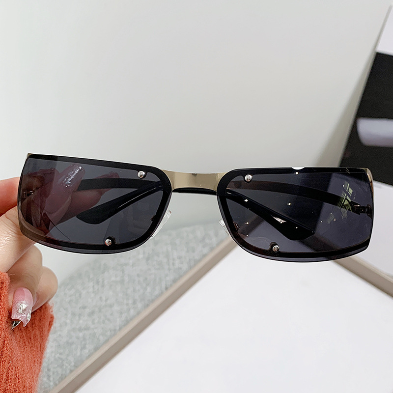 Wholesale Rectangular Sunglasses Metal Frame UV400 Retro Steampunk Eyewear - Everful