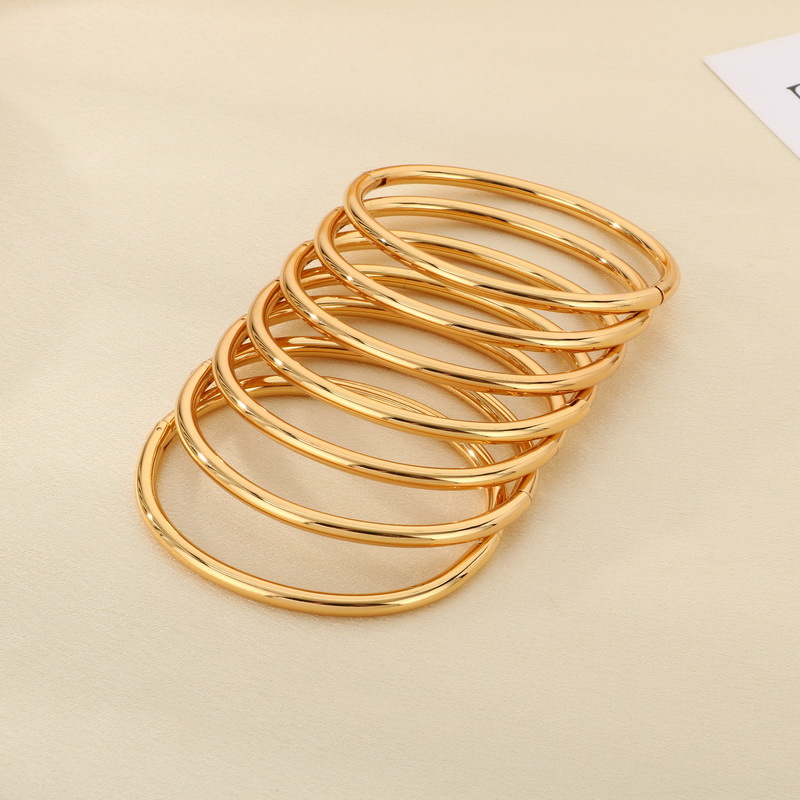 Stainless Steel Bangle Bracelet Round Smooth Hollow High Polished Fashion Jewelry Elegant Women Accessory