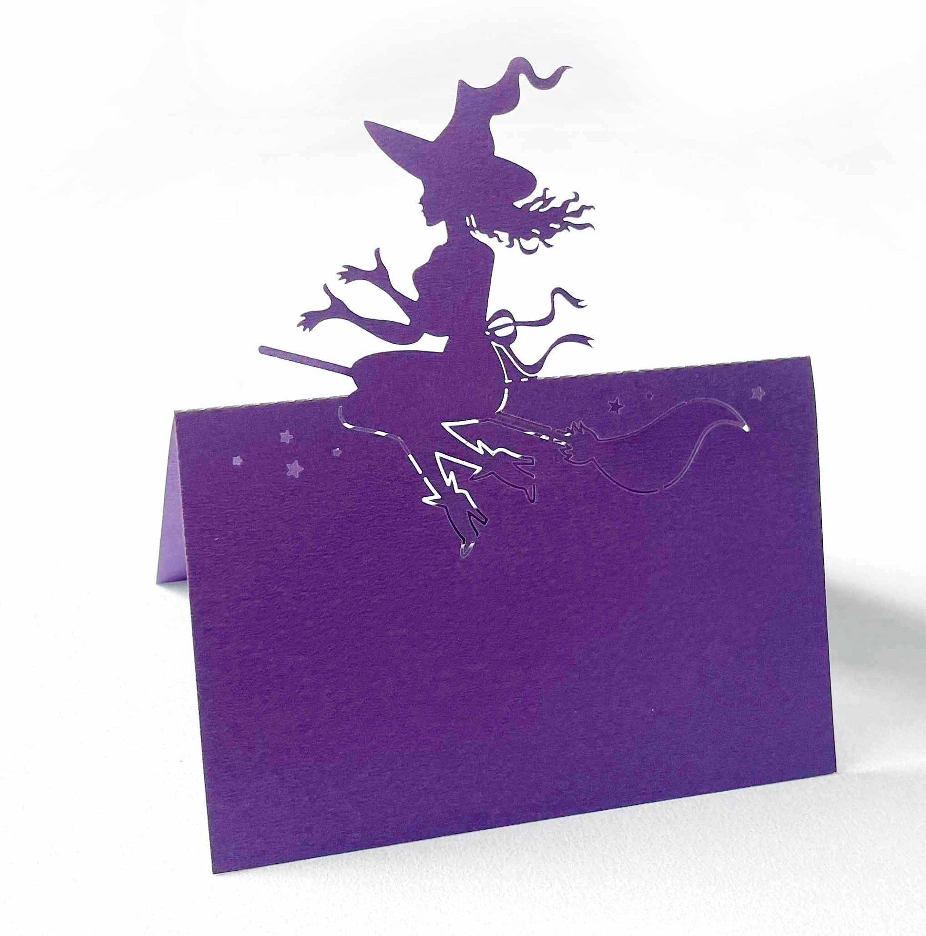 Halloween Laser Cut Place Cards Pearl Paper Hollow Witch Pumpkin Skull Bat Desktop Decoration For Party Banquet Festive Table Settings