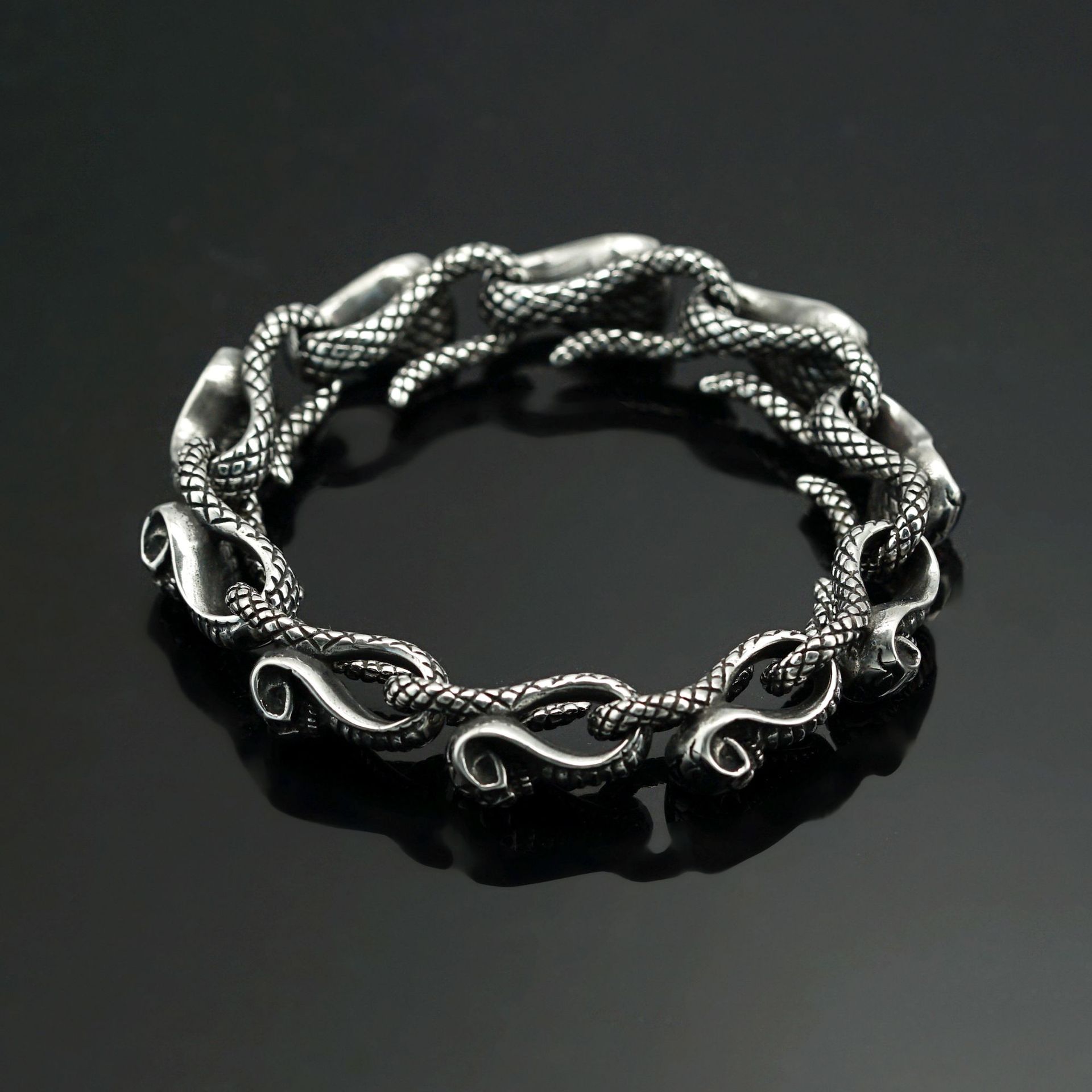 Punk Cobra Snake Skull Bracelet 316 Stainless Steel Vintage Black Biker Gothic Bangle Unisex