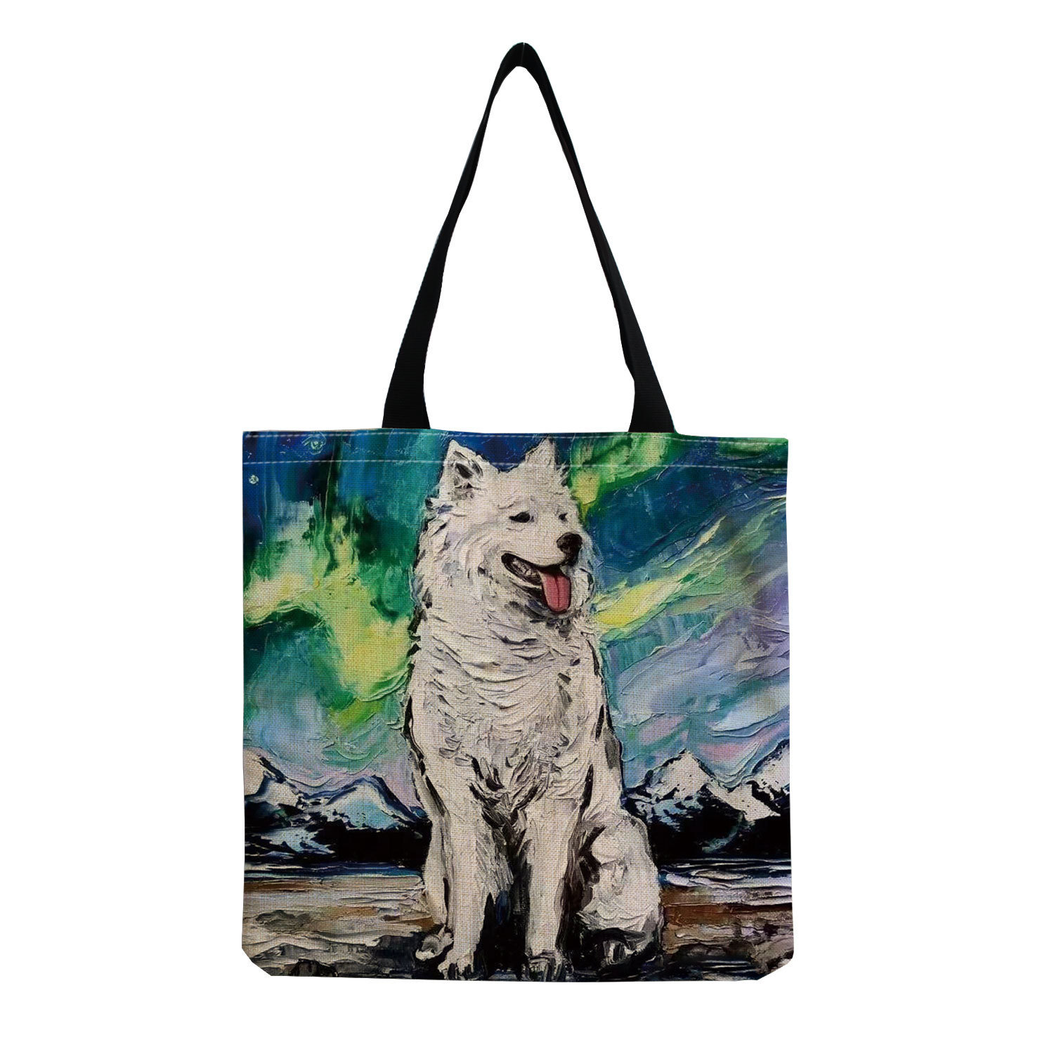 Women's Canvas Tote Bag Cotton Linen Shopping Bag Van Gogh Starry Sky Animal Oil Painting Eco-friendly Large Handbag