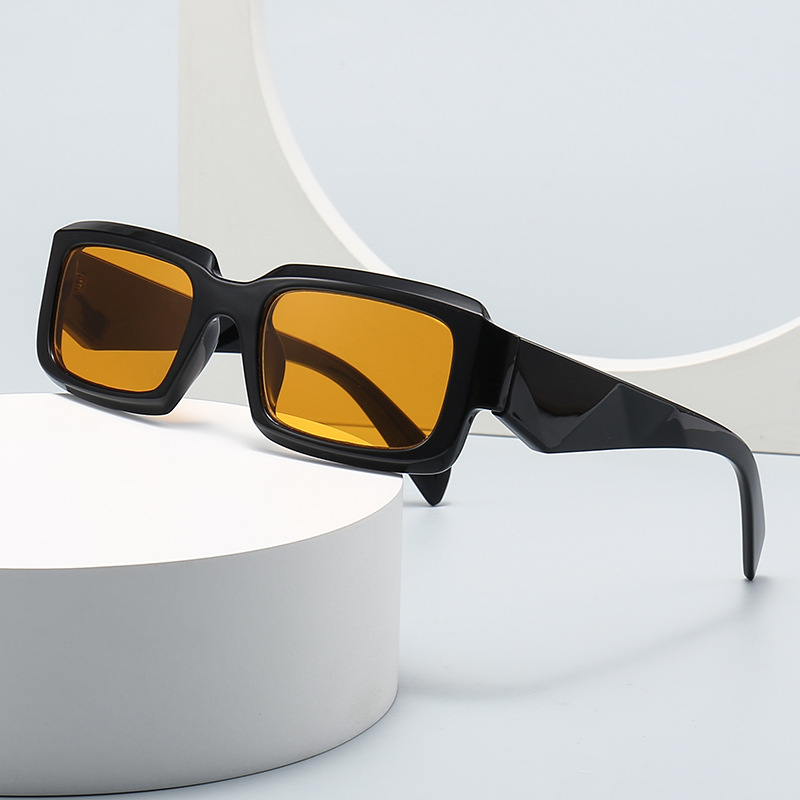 Wholesale Retro Rectangle Sunglasses with Geometric Temple For Men Women - Everful