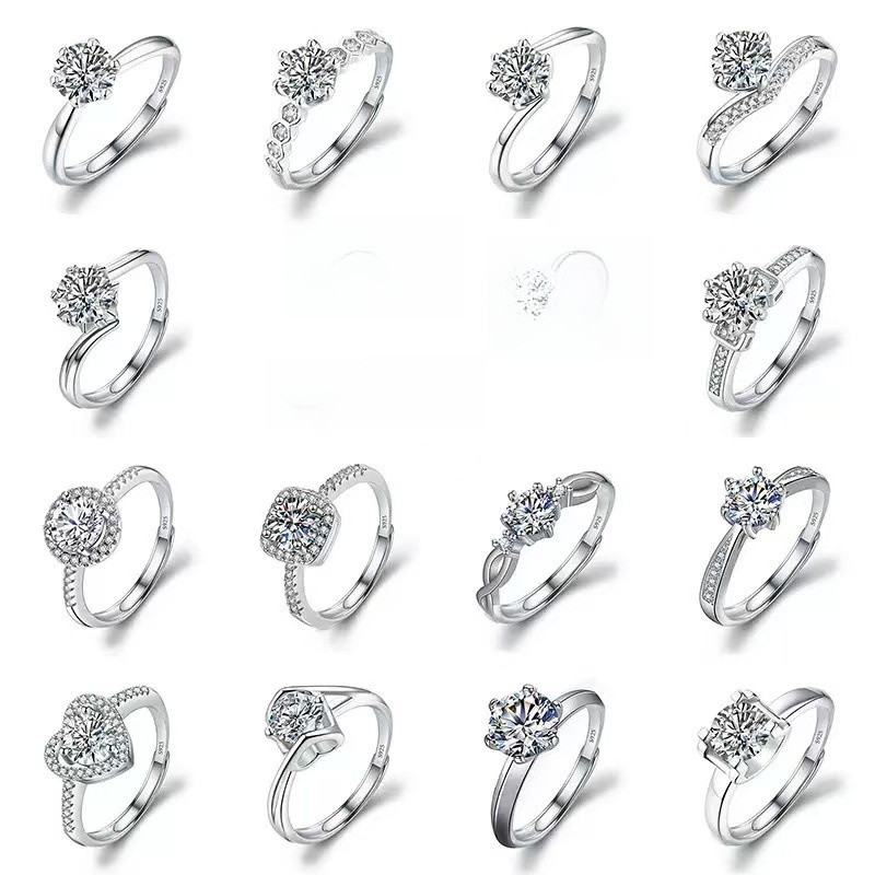 Retro Super Flashing Hearts Arrows Zircon Carat Imitation Moissan Rhinestone Copper Ring