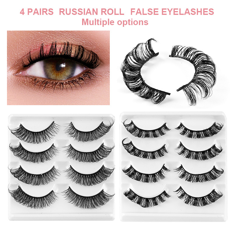 Russian Volume False Eyelashes 8D Faux Mink Dense Curly Eye Lashes For Women Makeup Natural Looking Extension Beauty Accessories