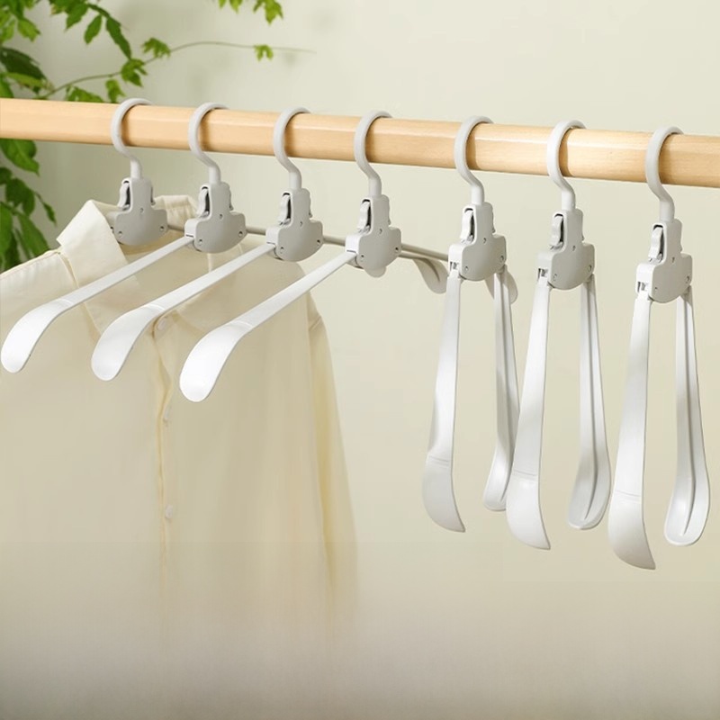 Multifunctional Folding Clothes Hanger Portable Plastic Non-Slip Wide Shoulder Seamless Drying Rack Space Saving Hanger For Home Travel Wardrobe Storage