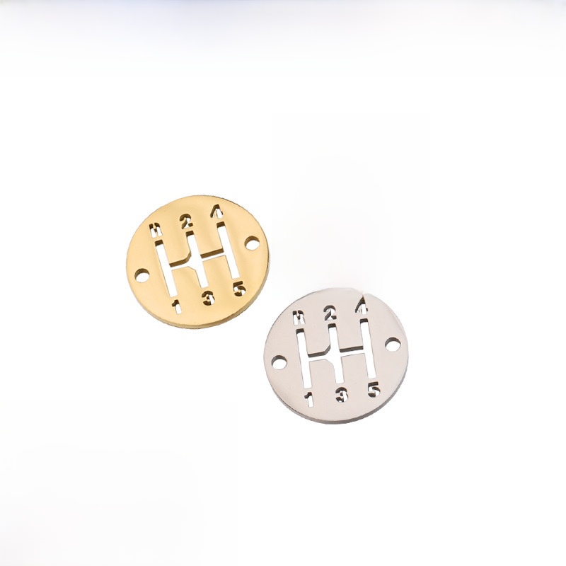 Stainless Steel Manual Gear Shift Pattern Pendant Round 5 Speed Transmission Charm For DIY Necklace Bracelet Jewelry Making Accessories For Car Lovers
