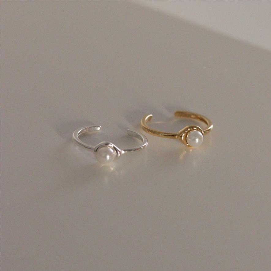 Minimalist 925 Sterling Silver Pearl Ring Adjustable Open Ring For Women Elegant Jewelry Gift