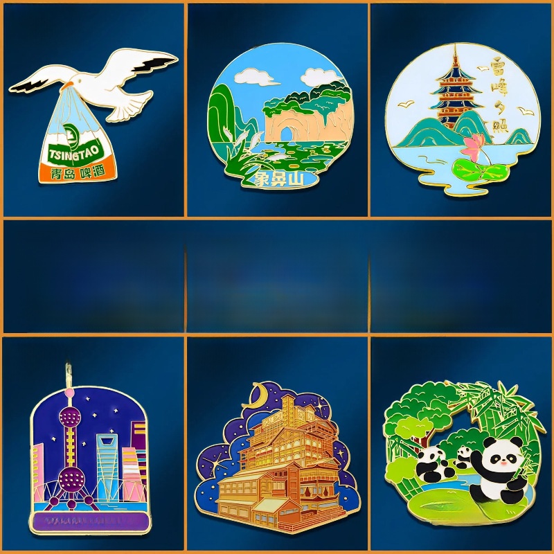 China City Landmark Metal Fridge Magnet Alloy Enamel Refrigerator Magnets For Kitchen Decor Travel Souvenir Gift Shanghai Beijing Chengdu Hangzhou