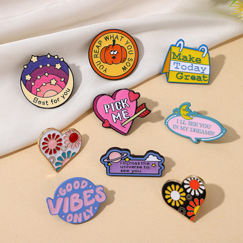 Creative Enamel Pin Badge Colorful English Quote Best For You Good Vibes Only Enamel Brooches For Backpack Clothing Jewelry Gift Unisex