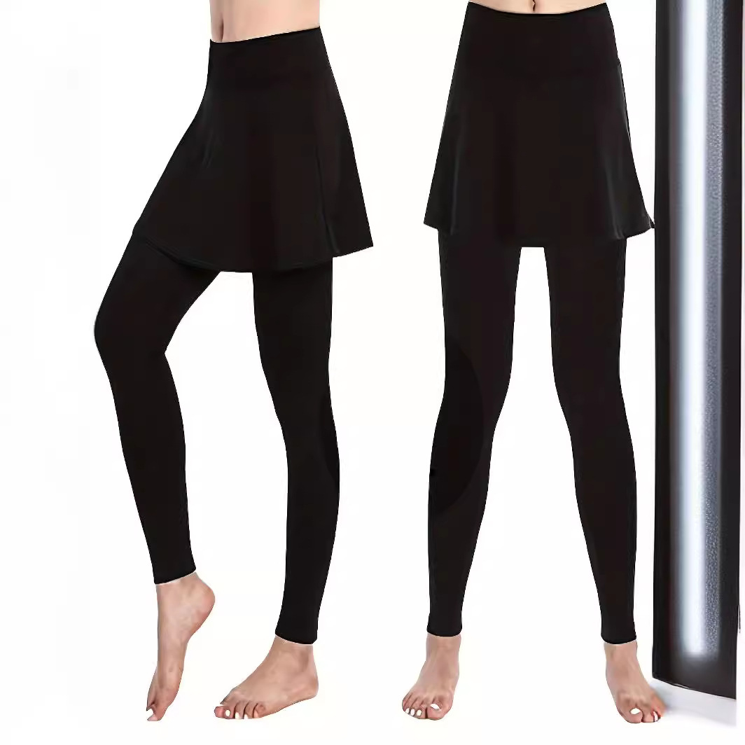 Women's High Waist Skort Leggings Tummy Control Fake Two-Piece Yoga Pants Slim Fit Athletic Workout Skirted Leggings for Gym Running Fitness Casual Women