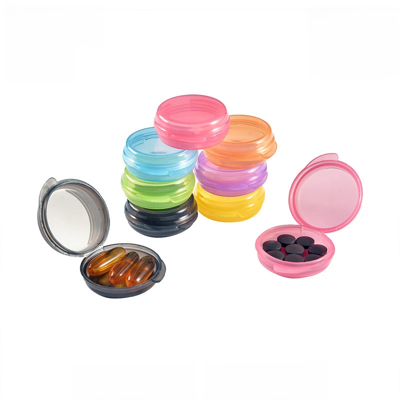 Portable Round 3 Compartment Pill Box PP Plastic Travel Pill Case Daily Supplement Organizer Medicine Storage With Icons
