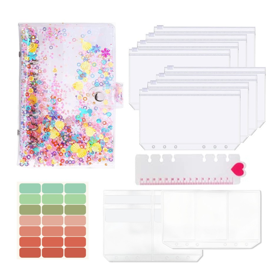 A6 PVC Budget Binder Set With Zipper Envelopes Cash Envelopes For Budgeting Money Saving Binder Organizer For Women Girls Transparent Loose Leaf Notebook For School Office