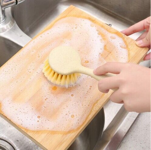 Wheat Straw Long Handle Kitchen Dish Brush Round Scrubber For Pots Pans Stove Cleaning Tool Durable Eco-Friendly Household Cleaning Supplies