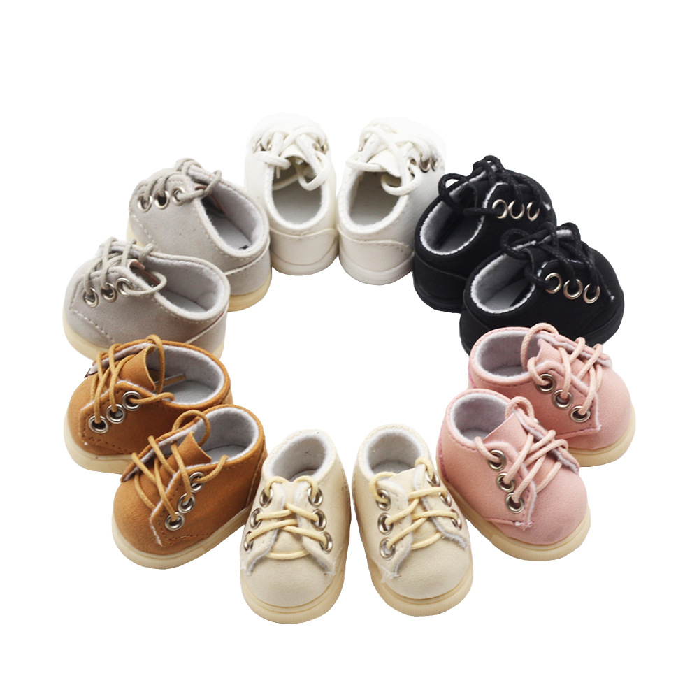Miniature Doll Shoes Faux Suede Lace-up Sneakers For 15-20cm Cotton Dolls 1/6 BJD Doll Accessories Casual Mini Shoes For Kids Girls DIY Toy Accessories