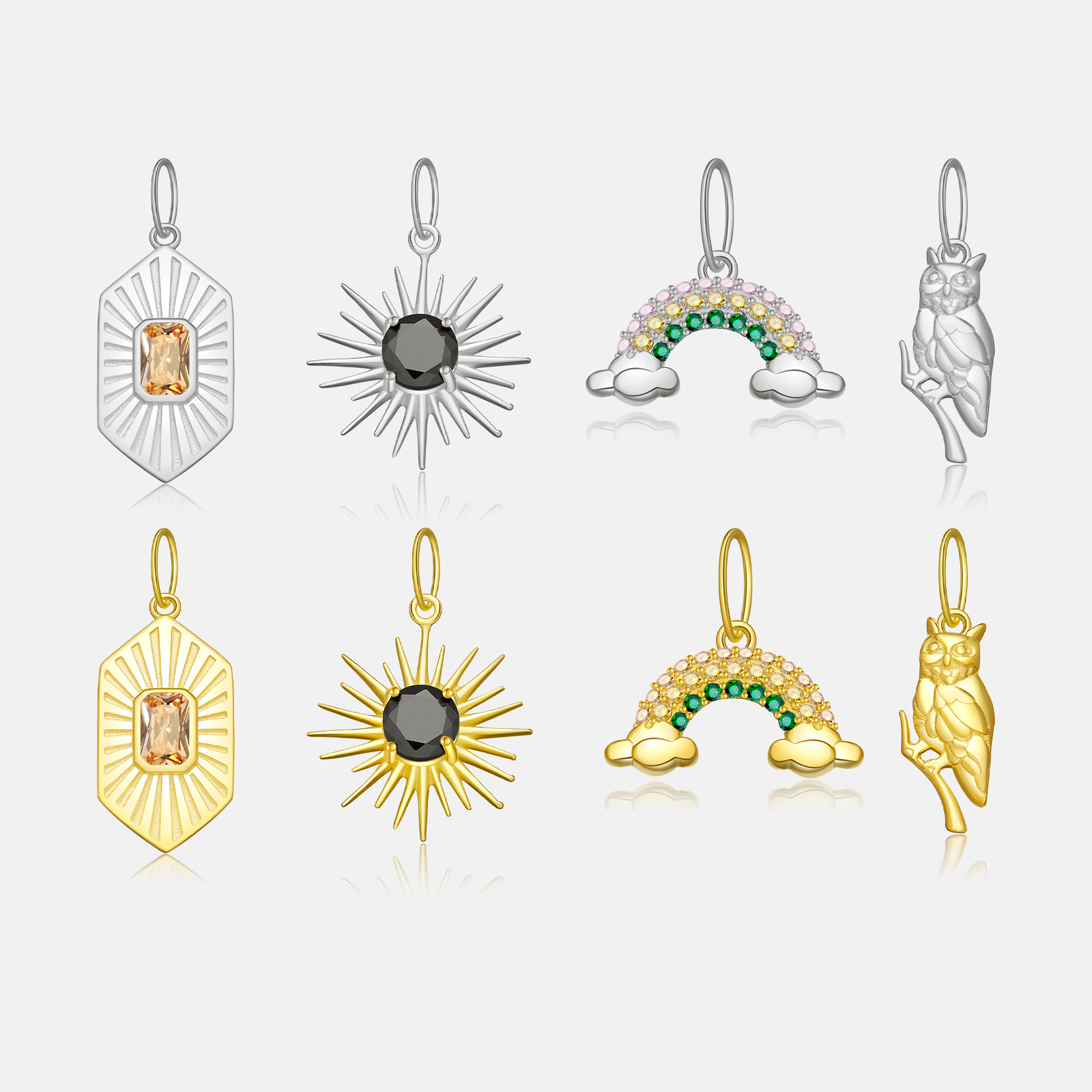 S925 Sterling Silver Necklace Pendant 18K Gold Plated Zirconia Pearl For Women Owl Sun Rainbow Shell Everything Lettering Jewelry Gift