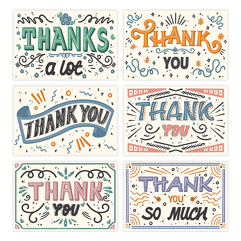 Vintage Hand Painted Thank You Cards Blank Handwritten Greeting Cards For Wedding Birthday Party Small Business Coated Paper Thank You Note Cards Pack For Gift Decor 50Pcs 25Pcs Set
