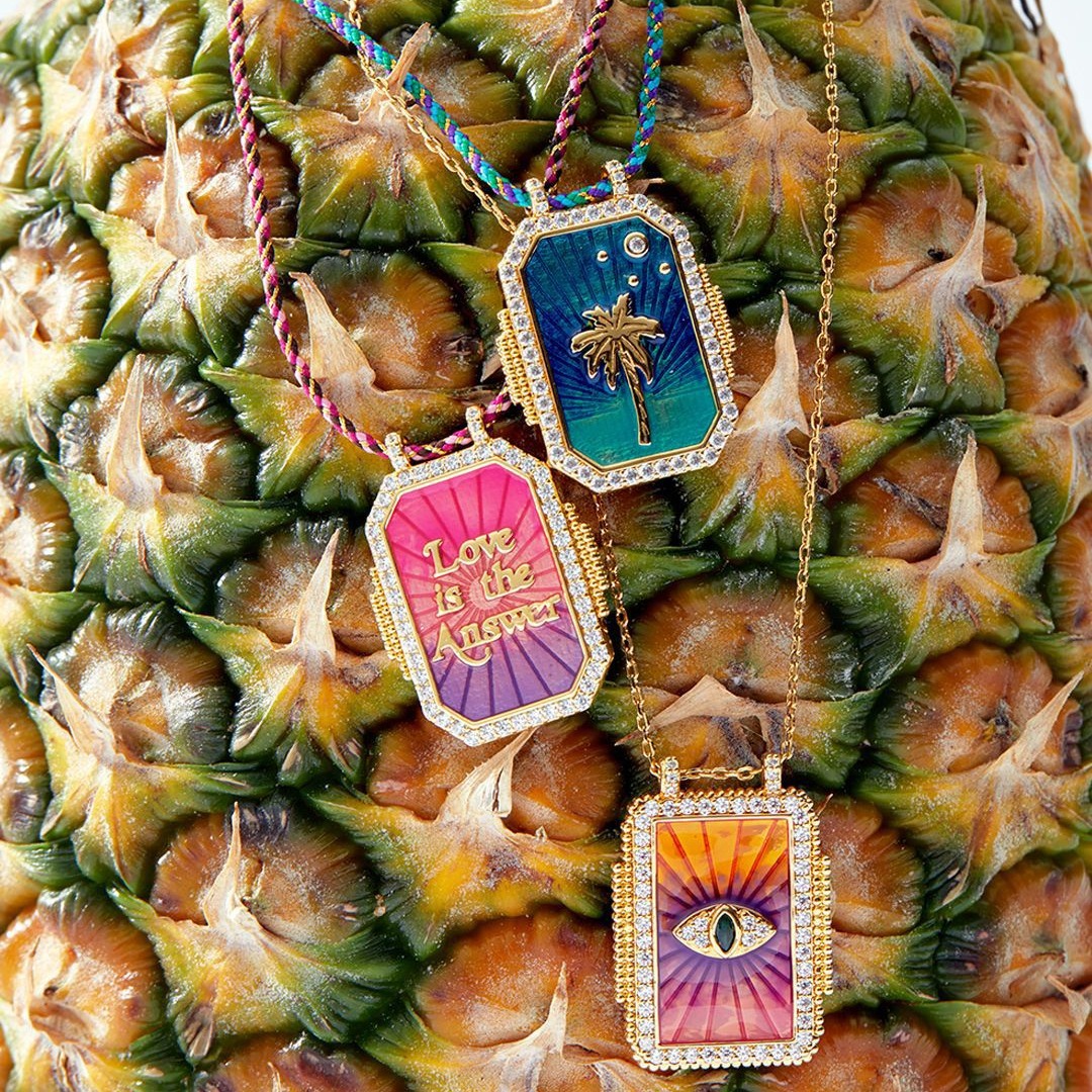 Tarot Card Pendant Gold Plated Copper Necklace Bracelet Enamel Zirconia Rhinestone Inlaid Palm Tree Evil Eye Love Answer Vintage Bohemian Jewelry For Women Daily Vacation