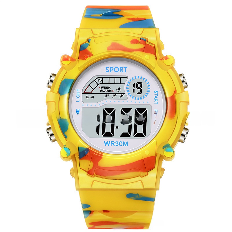 Camouflage Kids Digital Electronic Watch WR30M Waterproof Sport Wristwatch With Luminous Alarm Calendar Week Display For Boys Girls Students Outdoor Casual