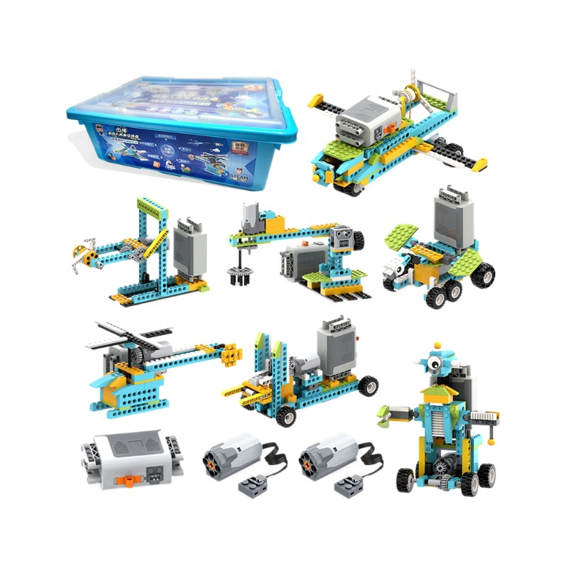 STEM Programmable Robot Building Blocks Kit ABS Plastic Motorized Mechanical Science Education Set For Kids Compatible Programming Toys Gift