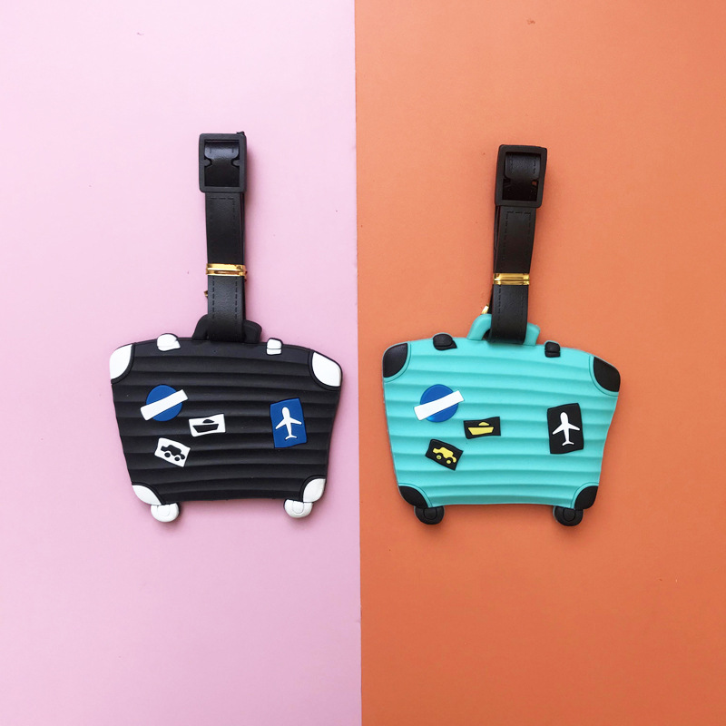 Silicone PVC Luggage Tag 3D Cartoon Suitcase Bag Hanger With Adjustable Strap Privacy Information Name Card Holder Travel Identifier For Suitcases Backpacks Men Women Kids