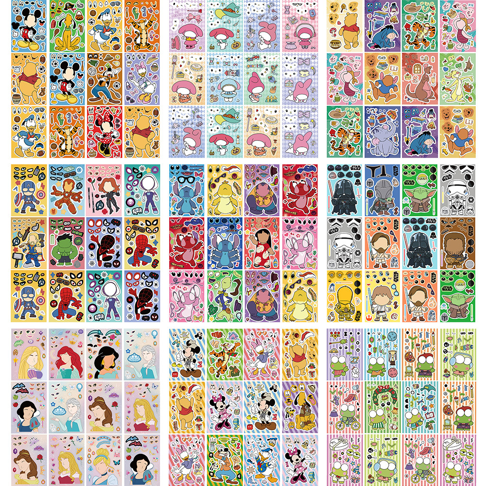 DIY Make A Face Stickers PVC Waterproof Educational Craft Puzzle Party Favor Birthday Gift Cartoon Character For Children Kids