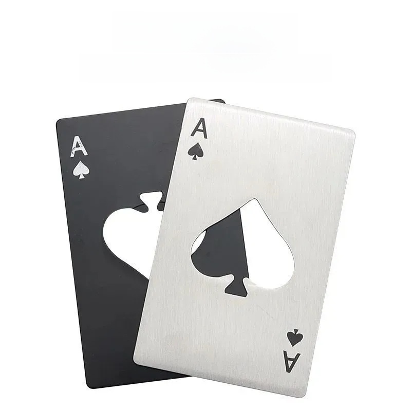 Stainless Steel Ace Of Spades Poker Card Bottle Opener Portable Credit Card Size Beer Opener For Bar Party Home Kitchen Gadget Pocket Size Tool