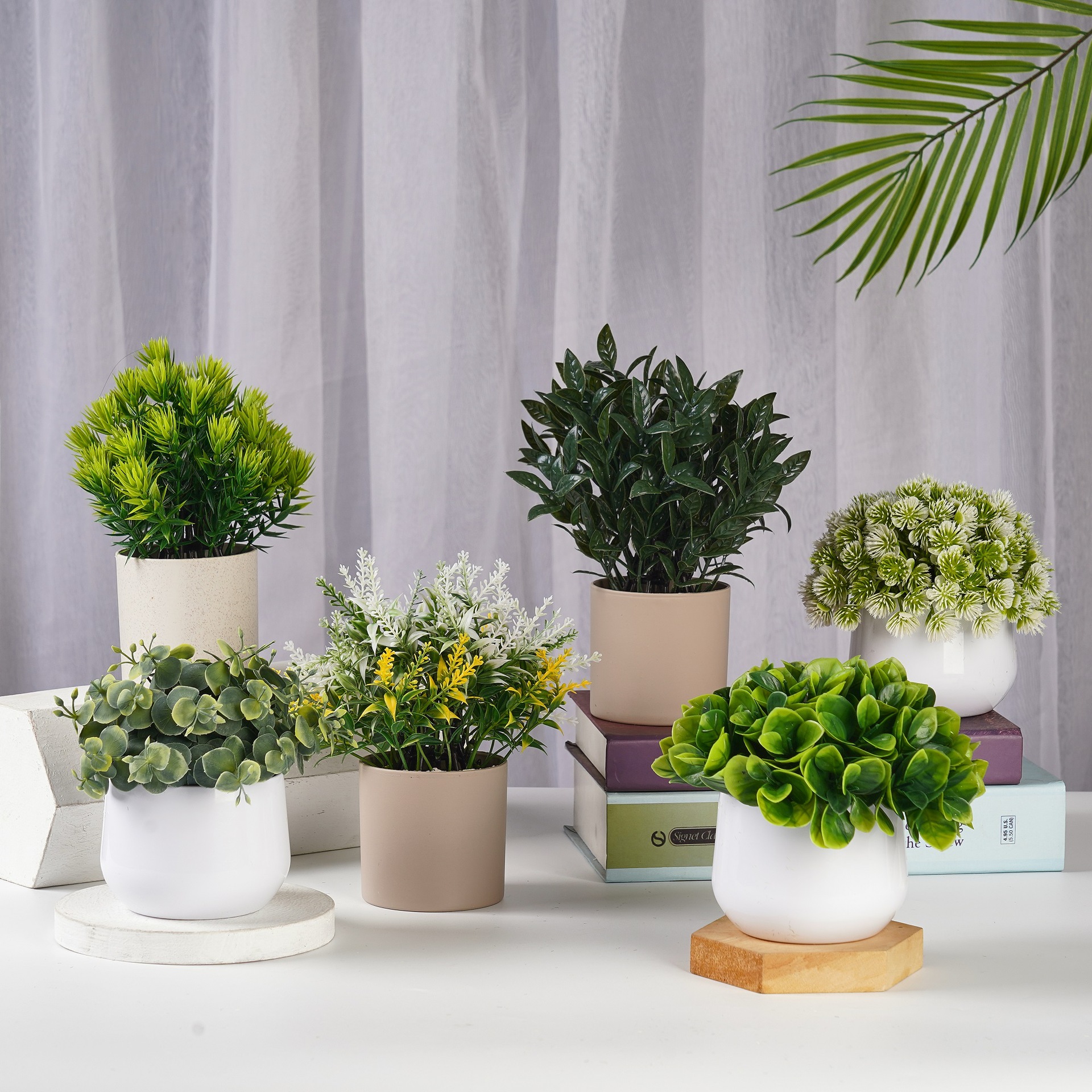 Artificial Potted Plants Simulation Greenery Mini Faux Plants With Pot For Desktop Home Office Decor Nordic Style Fake Bonsai Ornaments