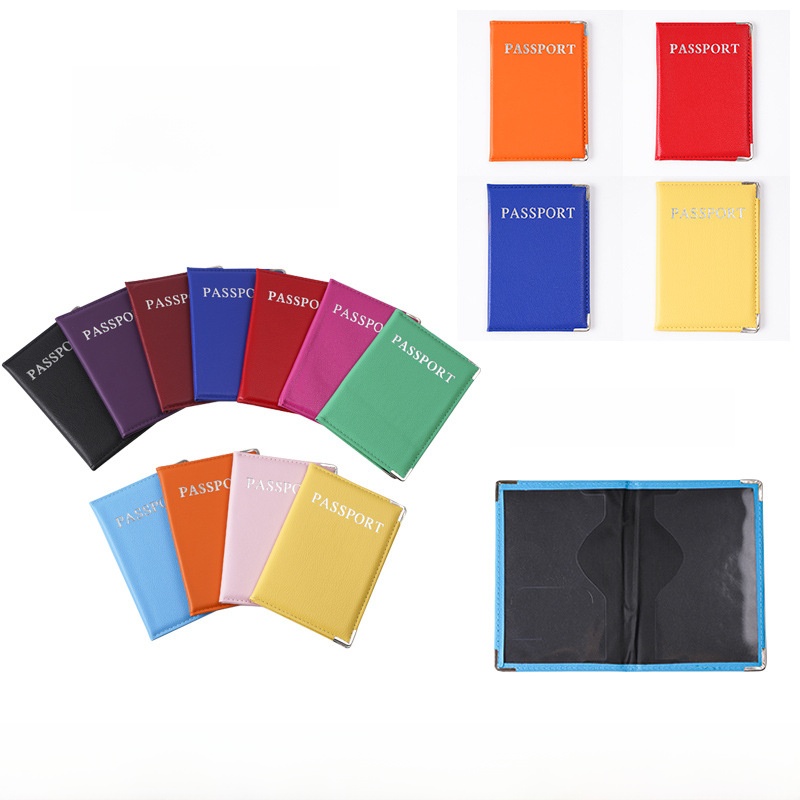 Multi-color PU Leather Passport Holder Cover With Metal Corners Protective Travel Document Case Wallet Organizer For Men Women Travel Accessories