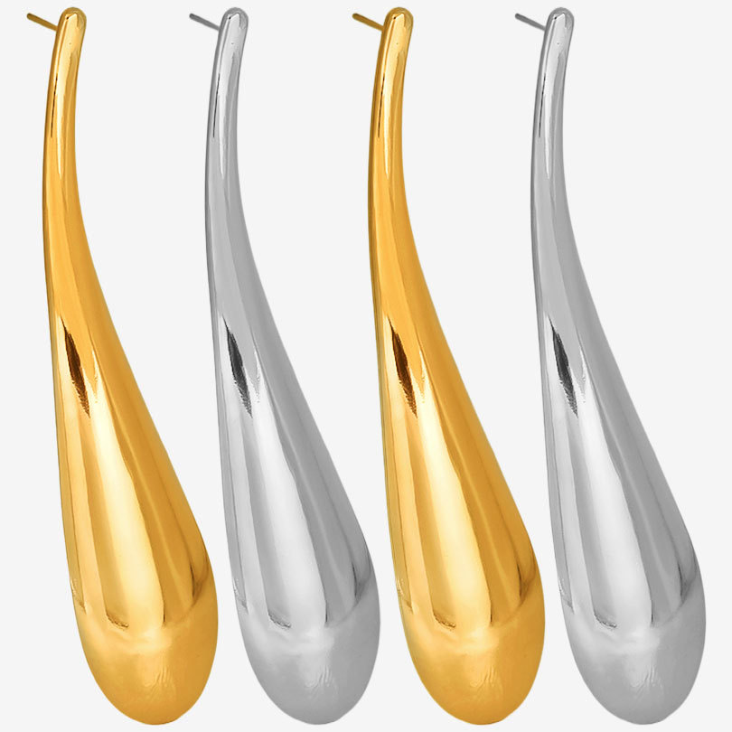 Long Teardrop Earrings 304 Stainless Steel High Polished Waterdrop Studs Exaggerated Minimalist Hip Hop Jewelry For Women