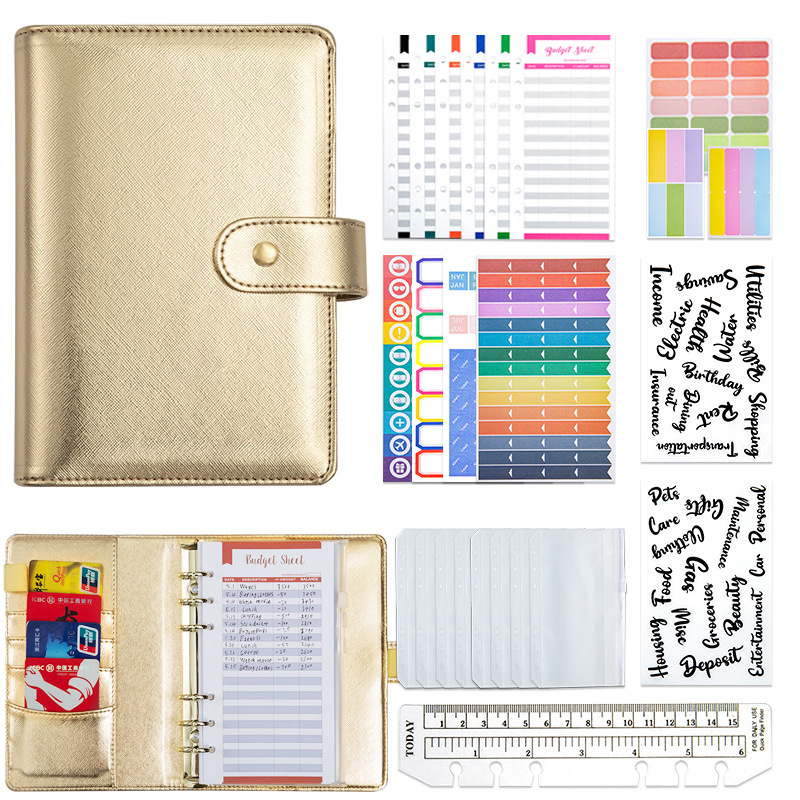 A6 Budget Binder PU Leather Macaron Cash Envelope System For Budgeting Financial Planner Notebook With Zipper Envelopes Budget Sheets Labels And Ruler For Office School Home Women Men