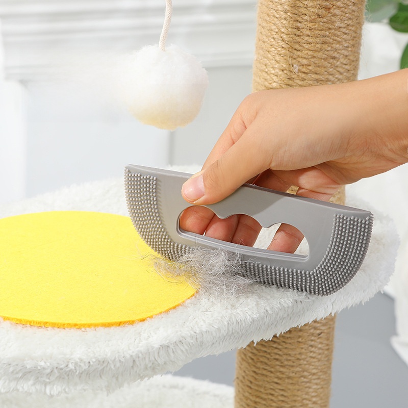 Portable Pet Hair Remover Brush TPR Soft Rubber Manual Fur Scraper Flexible Cleaning Tool For Carpet Furniture Cat Tree Clothing Grey