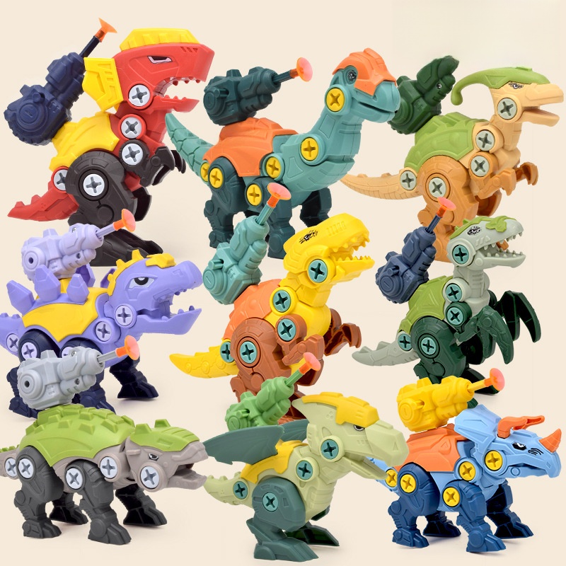 DIY Assembly Dinosaur Toy Set Take Apart STEM Construction Building Toys with Screwdriver Ejection Function Moveable Joints Educational Gift for Kids Boys Girls