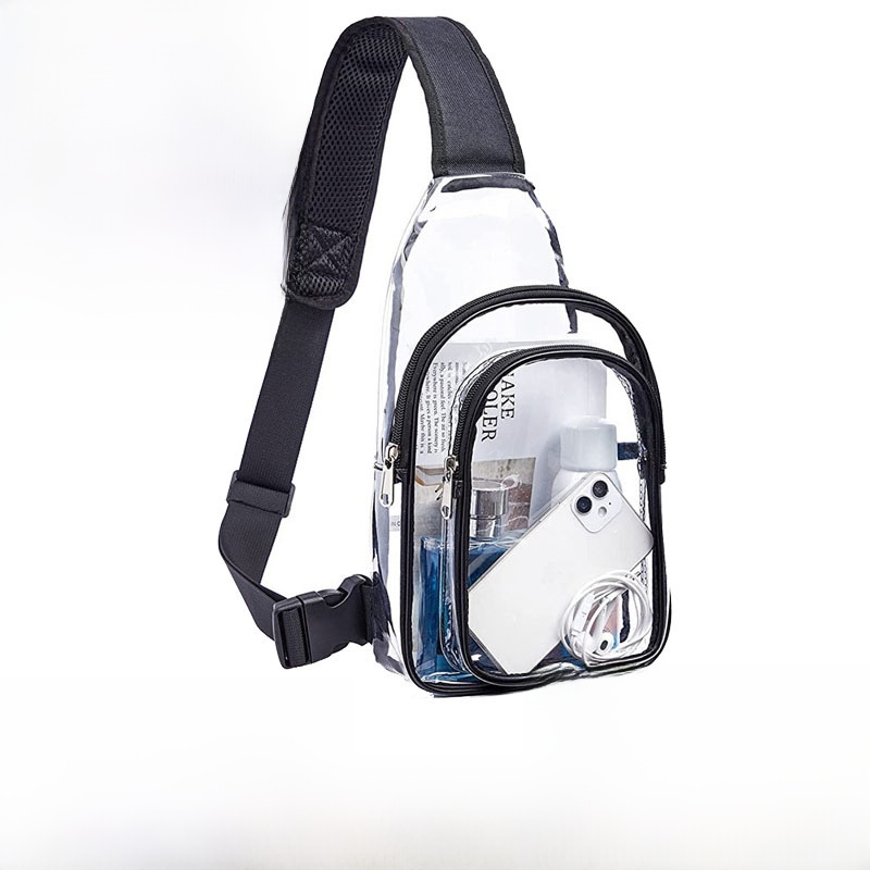 Waterproof PVC Clear Crossbody Sling Bag Transparent Chest Shoulder Backpack With USB Port For Travel Outdoor Stadium Approved Women Men